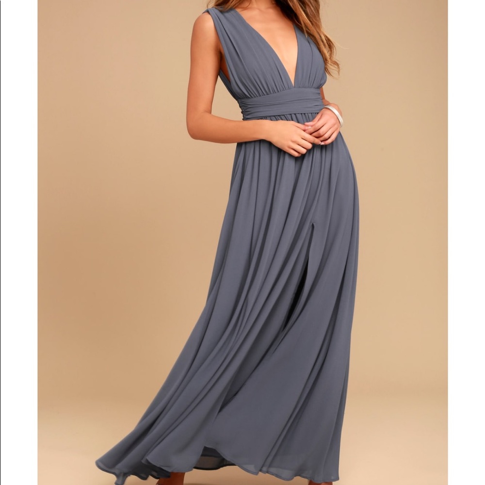 NEVER WORN Lulus Denim Blue Maxi Dress